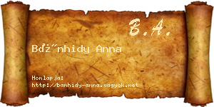 Bánhidy Anna névjegykártya